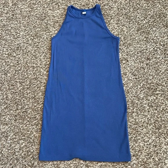 Old Navy | Dresses | Old Navy Fitted Sleeveless Stretch Ribbed Midi Dress  Blue L | Poshmark